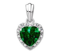 JewelryWeb 9.3mm 925 Sterling Silver Rhodium Plated Created Emerald and Diamond Pendant Necklace-Pendant for Women