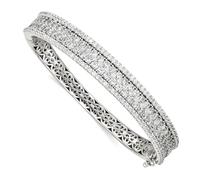 JewelryWeb 9.5mm 925 Sterling Silver Rhodium Plated Cubic Zirconia Hinged Bangle Bracelet Cuff-Bracelet for Women