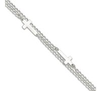 JewelryWeb 925 Sterling Silver Double Religious Faith Cross 2 strand With 3 Centimeters Extension Bracelet 18 Centimeters- Strand-Bracelet for Women