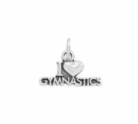 JewelryWeb 925 Sterling Silver I Love Gymnastics Charm 13x15.5mm Pendant Necklace for Women