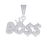 JewelryWeb 925 Sterling Silver Mens 1.83 Weight Carat Moissanite Boss Fashion Charm Pendant 32.8x36mm Wide Necklace for Men