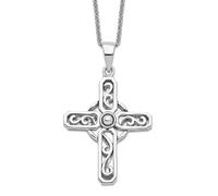 JewelryWeb 925 Sterling Silver Polished Spring-Ring Rhodium Plated Prayer Religious Faith Cross 46 Centimeters Necklace Pendant-Necklace for Women