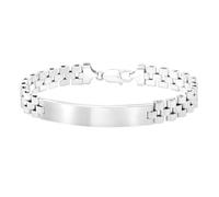 JewelryWeb 925 Sterling Silver Railroad Chain ID Bracelet With Lobster Clasp Rhodium Finish 21 Centimeters Identification Bracelet for Women and Men