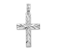 JewelryWeb 925 Sterling Silver Rhodium Plated All over Sparkle Cut Latin Religious Faith Cross Pendant Necklace-Pendant for Women