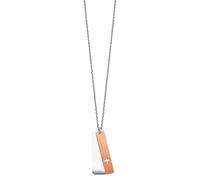 JewelryWeb 925 Sterling Silver Rhodium Plated Animal Pet Dogtag With Rose tone Religious Faith Cross W/1.25 Inch Extension Necklace 43 Centimeters Pendant-Necklace for Women