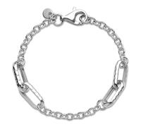 JewelryWeb 925 Sterling Silver Rhodium Plated Polished and Hammered Link Bracelet 7.5 Inch-Link-Bracelet for Women