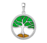 JewelryWeb 925 Sterling Silver Rhodium Plated Polished Enameled Tree Of Life Pendant Necklace-Pendant for Women