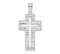 JewelryWeb 925 Sterling Silver Rhodium Plated Rope Edge Latin Religious Faith Cross Pendant Necklace-Pendant for Women
