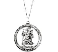 JewelryWeb 925 Sterling Silver Round St. Christopher Pendant Necklace Medal 38.75-Pendant for Women