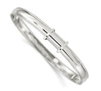 JewelryWeb 925 Sterling Silver Slip on Polished Miligrain 7mm Adjustable Bangle Bracelet Cuff-Bracelet for Women
