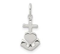 JewelryWeb 925 Sterling Silver Solid Polished Hope Faith and Charity Charm 15x7mm Wide Pendant Necklace for Women