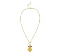 JewelryWeb 925 Sterling Silver With Gold Plating Charm Flower Necklace With Purple CZ Link Chain With Lobster Clasp Including 5 Centimeters Extender 46 Centimeters Chain Necklace for Women and Men