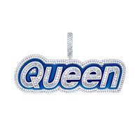JewelryWeb 925 Sterling Silver Womens Baguette Round Cubic Zirconia Queen Talking Fashion Charm Pendant Necklace 33.2x58mm Wide-Pendant for Women