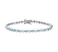JewelryWeb 925 Sterling Silver Womens Cubic Zirconia Evil Eye Good Luck Fashion Link Bracelet 7.25 7.25mm Long-Link-Bracelet for Women