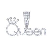 JewelryWeb 925 Sterling Silver Womens Moissanite 0.71 Weight Carat Queen Talking Fashion Pendant Necklace 21.5x33.9mm Wide-Pendant for Women