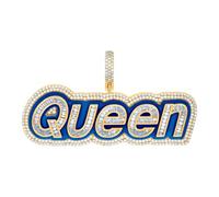 JewelryWeb 925 Sterling Silver Yellow tone Womens Baguette Round Cubic Zirconia Queen Talking Fashion Charm Pendant Necklace 33.2x58mm Wide-Pendant for Women
