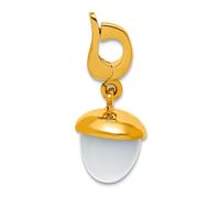 JewelryWeb 9mm 14ct Solid Gold Polished Celestial Moonstone 3d Acorn Hinged Opening Pendant Necklace Charm-Pendant for Women
