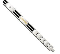 JewelryWeb 9mm Stainless Steel Polished 14ct Accent Sparkle Cut 1/20Weight in Carat Diamond Black Enamel Bracelet 20 Centimeters Link-Bracelet for Women