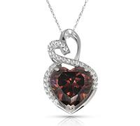 JewelryWeb Solid 14ct Beautiful White Gold Dual Love Heart shaped Cubic Zirconia Pendant Necklace (12 Colors) (june)-Pendant for Women