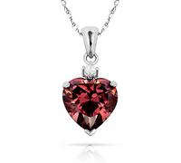 JewelryWeb Solid 14ct Beautiful White Gold Love Heart shaped Cubic Zirconia Pendant Necklace (12 Colors) (june)-Pendant for Women