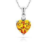 JewelryWeb Solid 14ct Beautiful White Gold Love Heart shaped Cubic Zirconia Pendant Necklace (12 Colors) (november)-Pendant for Women