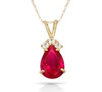 JewelryWeb Solid 14ct Beautiful Yellow Gold Cubic Zirconia Three Top Stones Pendant Necklace (12 Colors) (july)-Pendant for Women