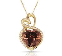 JewelryWeb Solid 14ct Beautiful Yellow Gold Dual Love Heart shaped Cubic Zirconia Pendant Necklace (12 Colors) (june)-Pendant for Women