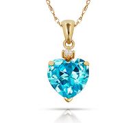 JewelryWeb Solid 14ct Beautiful Yellow Gold Love Heart shaped Cubic Zirconia Pendant Necklace (12 Colors) (december)-Pendant for Women