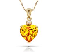 JewelryWeb Solid 14ct Beautiful Yellow Gold Love Heart shaped Cubic Zirconia Pendant Necklace (12 Colors) (november)-Pendant for Women