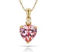 JewelryWeb Solid 14ct Beautiful Yellow Gold Love Heart shaped Cubic Zirconia Pendant Necklace (12 Colors) (october)-Pendant for Women
