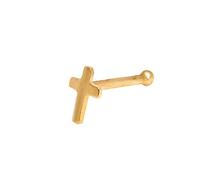 Jewelryweb Solid 14ct Yellow Gold 2 mm 20 Gauge Polished Religious Faith Cross Nose Stud (Yellow Gold) - Body Piercing Stud for Women