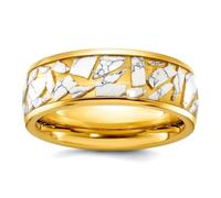 JewelryWeb Titanium Polished Yellow Ip Plated With Ceramic Fragments Inlay 8mm Band Size 7.5-Band Style Ring for Women and Men