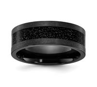 JewelryWeb Zirconium Polished With Black Star Sandstone Inlay 8mm Band Size 11-Band Style Ring for Women and Men