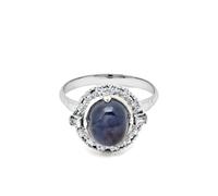 Jewels Aficionado Platinum sapphire diamond halo ring - Silver 6 3/4-7-7 1/4