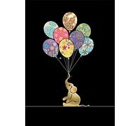 Jewels Bug Art Open Blank/Birthday Card (BA-M156) - Elephant and Balloons - Foil and Embossed Finish Range