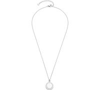 Jewels by Leonardo 025763 Ferrara Necklace Silver-Coloured Stainless Steel Round Pendant with Cubic Zirconia Stones 45-50 cm Length Jewellery Gift for Women