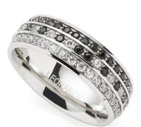 JEWELS BY LEONARDO Atura, Band Ring in Silver-Coloured Stainless Steel, Size 17 (53), Clear and Black Cubic Zirconia Stones, Jewellery Women's Gift, 024318, 21 (66), Stainless Steel Glass, No Gemstone