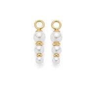 JEWELS BY LEONARDO Beauty's Justine Pendant • 1 Pair of Charm Pendants Made of Gold-Coloured Stainless Steel • Three White Imitation Pearls in Size Gradient • Jewellery Gift for Women • 025524