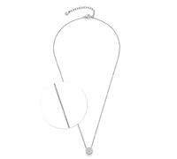 Jewels by Leonardo Catherine 025402 Fine Anchor Chain Necklace Made of Silver-Coloured Stainless Steel Round Pendant with Zirconia Stones 45-50 cm Length Jewellery Gift for Women