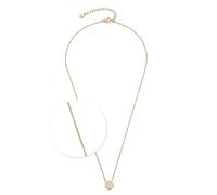 Jewels by Leonardo Catherine 025407 Fine Anchor Chain Gold-Coloured Stainless Steel Round Pendant Set with Zirconia Stones 45-50 cm Length Jewellery Gift for Women