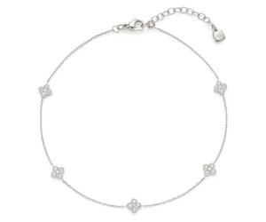 JEWELS BY LEONARDO Ciao Lisette Anklet • Foot Jewellery Made of Silver-Coloured Stainless Steel • Five Fine Petal Shaped Zirconia Elements • 24-27.5 cm Length • Jewellery Gift for Women • 026250