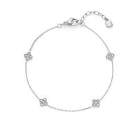 Jewels by Leonardo Ciao Lisette Bracelet Silver Stainless Steel Four Fine Petal Cubic Zirconia Elements 18-20.5 cm Length Jewellery Gift for Women 025745