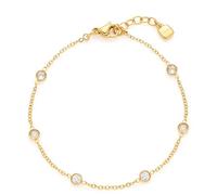 JEWELS BY LEONARDO Ciao Mini Bracelet • Bracelet Chain Made of Gold-Coloured Stainless Steel • Chain with Clear Glass Crystals • 17-19 cm Length • Women's Jewellery Gift • 022920