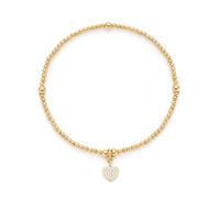 Jewels by Leonardo Ciao Noemi 025735 Elastic Bracelet Made of Gold-Coloured Stainless Steel Small Heart Pendant with Small Zirconia Stones 19.5 cm Length Jewellery Gift Women