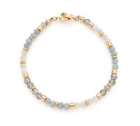 Jewels by Leonardo Clip & Mix Bernie Bracelet Gold-Coloured Stainless Steel Glass Cut Beads in White and Grey Tones, 19 cm Length, Jewellery Gift for Women, 025574