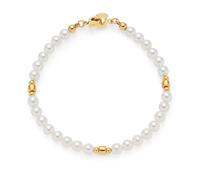 Jewels by Leonardo Clip & Mix Christa Bracelet Gold Stainless Steel White Imitation Pearls with Gold Elements 19.5 cm Length Jewellery Gift for Women 025568