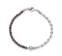Jewels by Leonardo Clip & Mix Manon Bracelet Silver Stainless Steel Grey Blue Glass Beads and Dark Blue Catseye Beads 19cm Length Jewellery Gift for Women 025566