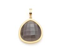 JEWELS BY LEONARDO Clip & Mix Mina Pendant • Chain Pendant Made of Gold-Coloured Stainless Steel • Grey Glass Stone in Rounded Triangle Shape • Clip M (4.8 mm Diameter) • Jewellery Gift for Women