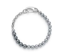 Jewels by Leonardo Dominique 024899 Bracelet Silver Stainless Steel Opulent Lobster Clasp with Grey Imitation Pearls 19.5 cm Length Jewellery Gift for Women
