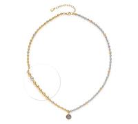 Jewels by Leonardo Elaine 025219 Two-Tone Stainless Steel Necklace, Silver and Gold-Coloured Stainless Steel Beads, Agate Pendant, 45-50 cm Length, Jewellery Gift for Women
